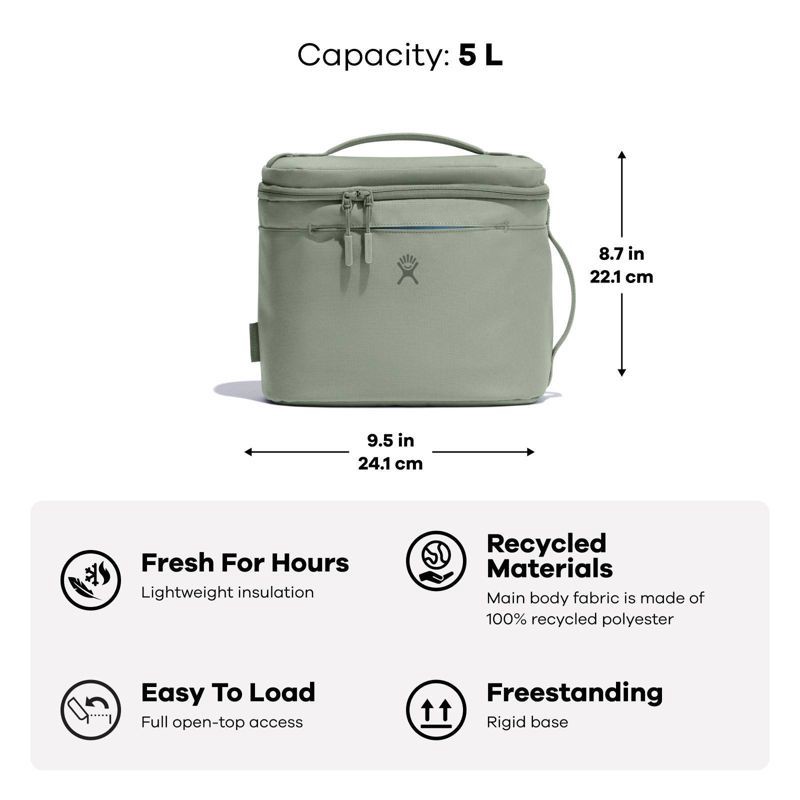 slide 3 of 3, Hydro Flask Insulated Lunch Bag - Agave: Zipper, Polyester, BPA-Free, Age 5+, 1 ct