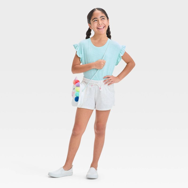 slide 3 of 3, Girls' Knit Pull-On Shorts - Cat & Jack™ Dotted Rainbow Cream XS: Side Pocket, 1 ct