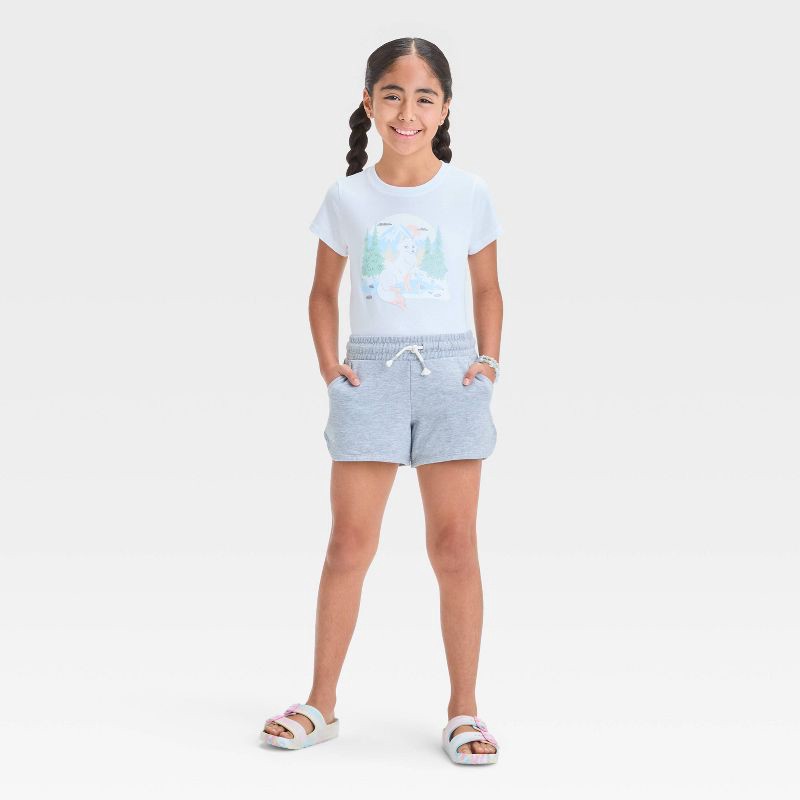 slide 3 of 3, Girls' Knit Pull-On Shorts - Cat & Jack™ Heather Gray M: Mid Rise, Side Pocket, Elastic Waistband, French Terry Fabric, 1 ct