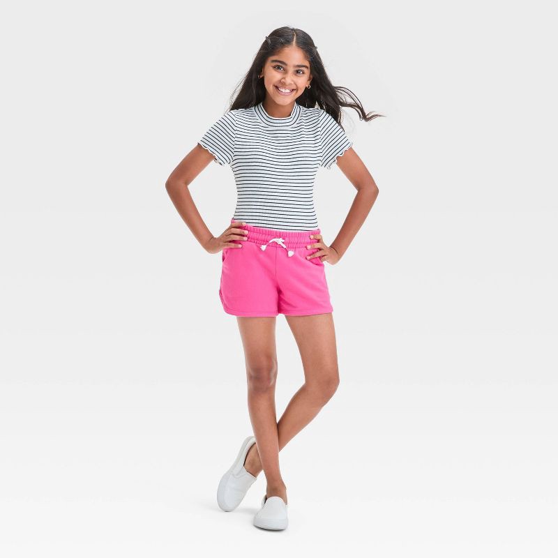 slide 3 of 3, Girls' Knit Pull-On Shorts - Cat & Jack™ Dark Pink XL: Midweight, Side Pocket, 1 ct