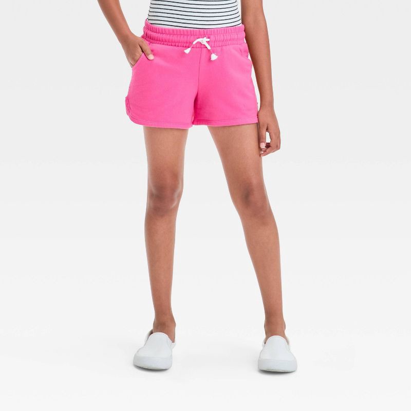 slide 1 of 3, Girls' Knit Pull-On Shorts - Cat & Jack™ Dark Pink XL: Midweight, Side Pocket, 1 ct