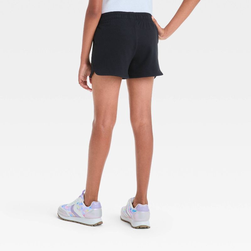 slide 2 of 3, Girls' Knit Pull-On Shorts - Cat & Jack™ Black XL: French Terry, Elastic Waist, Above Knee Length, 1 ct