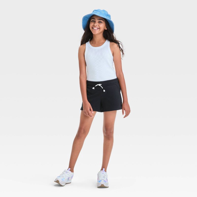 slide 3 of 3, Girls' Knit Pull-On Shorts - Cat & Jack™ Black XL: French Terry, Elastic Waist, Above Knee Length, 1 ct