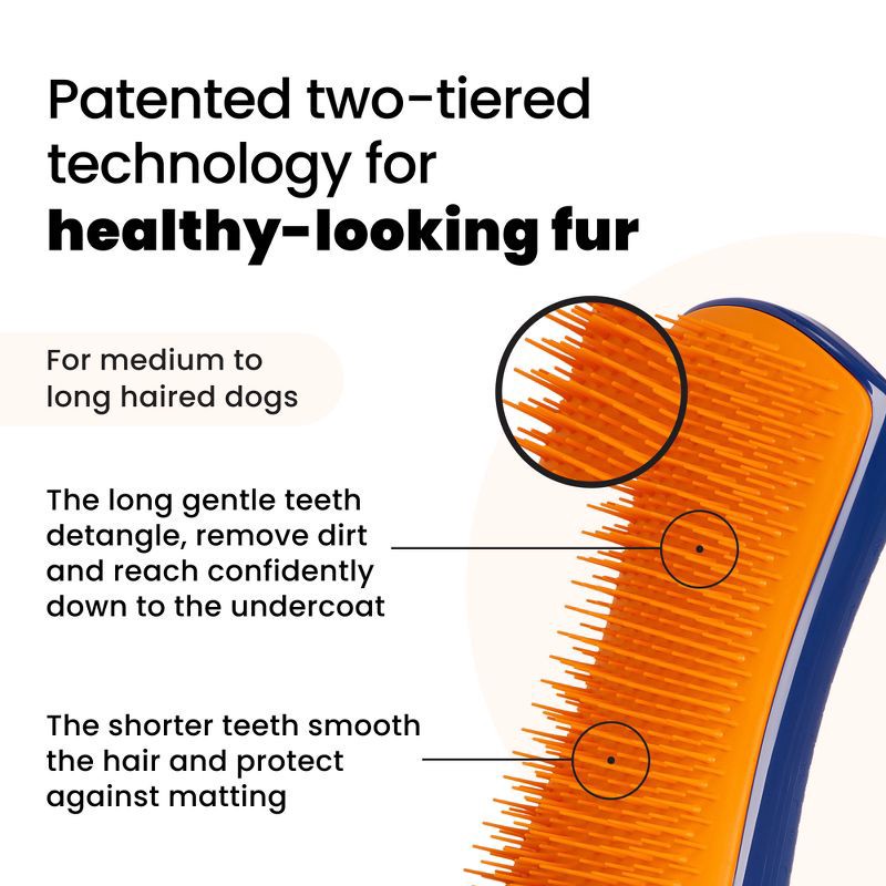 slide 4 of 9, Tangle Teezer Pet Teezer Large Dog Grooming Brush - Navy Blue, 1 ct
