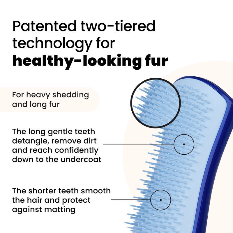 slide 4 of 9, Tangle Teezer Pet Teezer Small De-Shedding Dog Grooming Brush - Blue, 1 ct