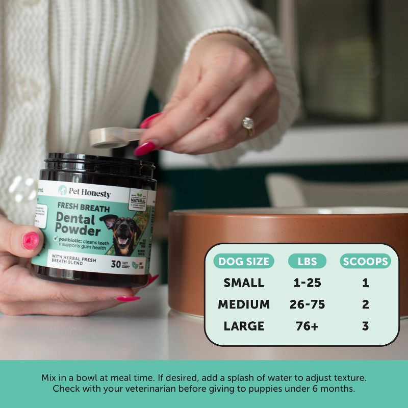 slide 7 of 14, Pet Honesty Fresh Breath Dental Powder Mint Flavor for Dogs - 5.29oz, 5.29 oz