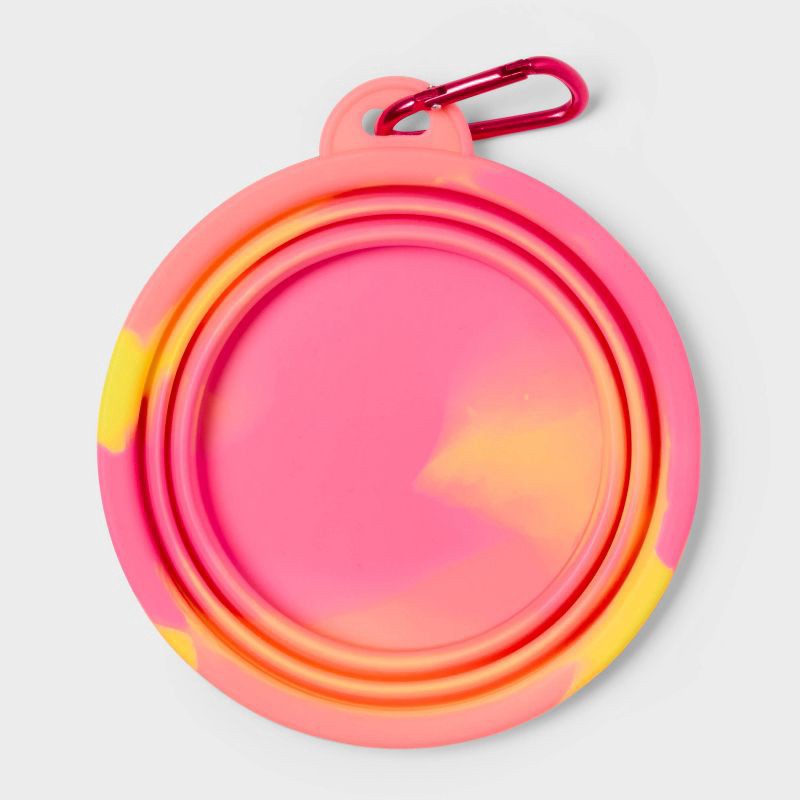 slide 2 of 3, 13oz Collapsible Dog Bowl - Sun Squad™ Pink/Orange, 13 oz