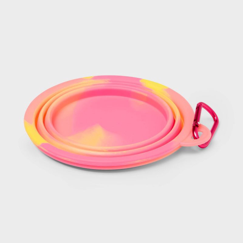slide 3 of 3, 13oz Collapsible Dog Bowl - Sun Squad™ Pink/Orange, 13 oz