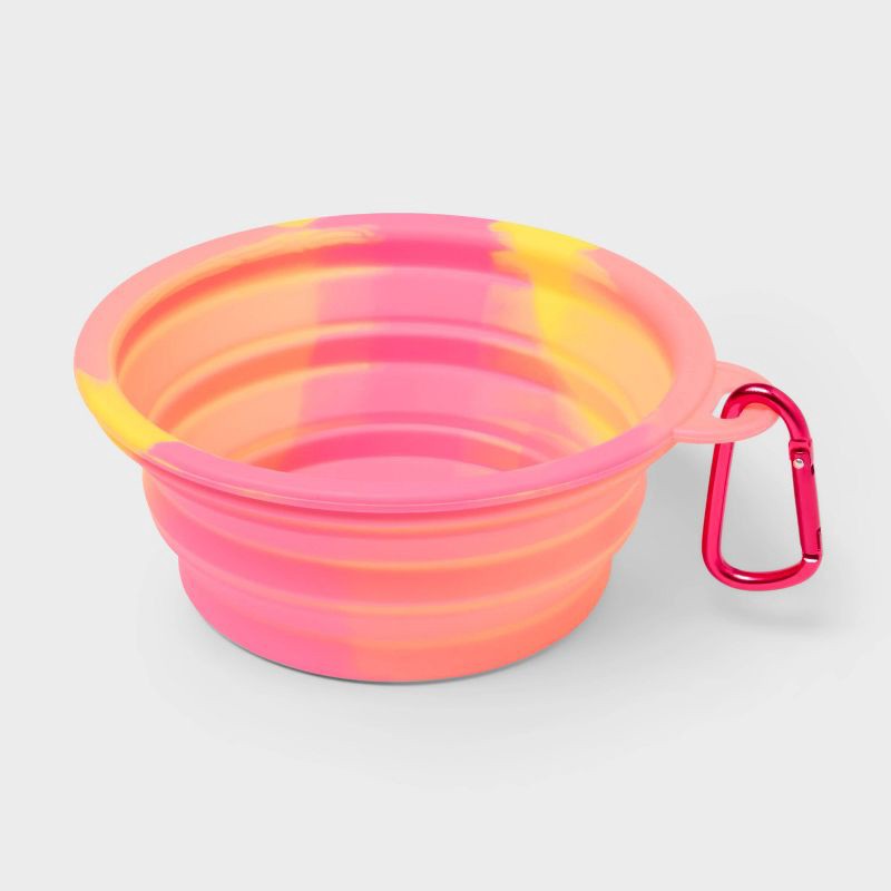 slide 1 of 3, 13oz Collapsible Dog Bowl - Sun Squad™ Pink/Orange, 13 oz