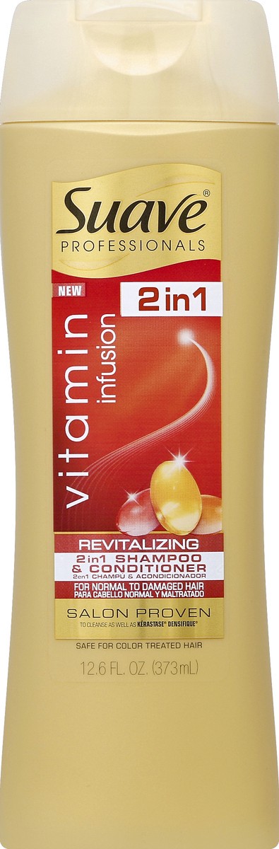 slide 5 of 6, Suave Professionals 2 In 1 Revitalizing Shampoo Conditioner Vitamin Infusion, 12.6 oz