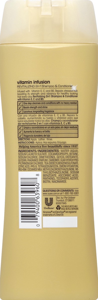 slide 6 of 6, Suave Professionals 2 In 1 Revitalizing Shampoo Conditioner Vitamin Infusion, 12.6 oz