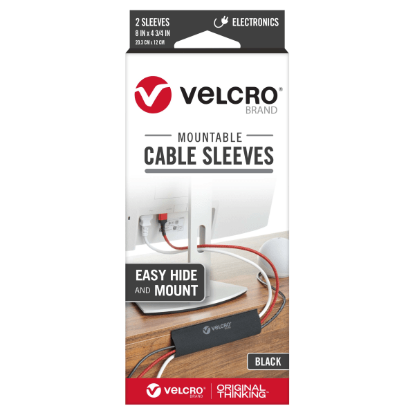 slide 1 of 1, VELCRO Brand Mountable Cable Sleeves, Black, Pack Of 2 Sleeves, 2 ct