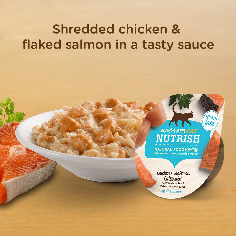 slide 3 of 7, Rachael Ray Nutrish Natural Wet Cat Food, Grain Free, Chicken & Salmon Catterole, 2.8 oz tub, 2.8 oz