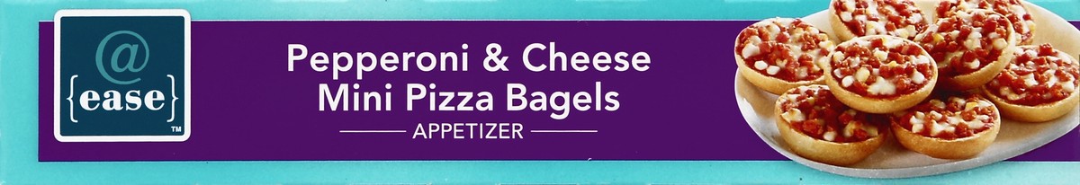 slide 2 of 6, @ease Pepperoni & Cheese Mini Pizza Bagels Mozzarella Cheese And Pepperoni-topped Mini Pizza Bagel Halves Appetizer, 9 ct