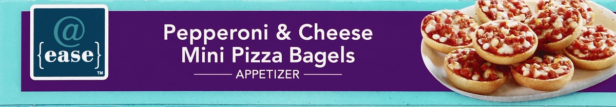 slide 4 of 6, @ease Pepperoni & Cheese Mini Pizza Bagels Mozzarella Cheese And Pepperoni-topped Mini Pizza Bagel Halves Appetizer, 9 ct