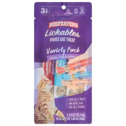 Beefeaters Lickables Puree Chicken, Tuna & Salmon Cat Treat Variety Pack 3 - 0.53 oz Packs