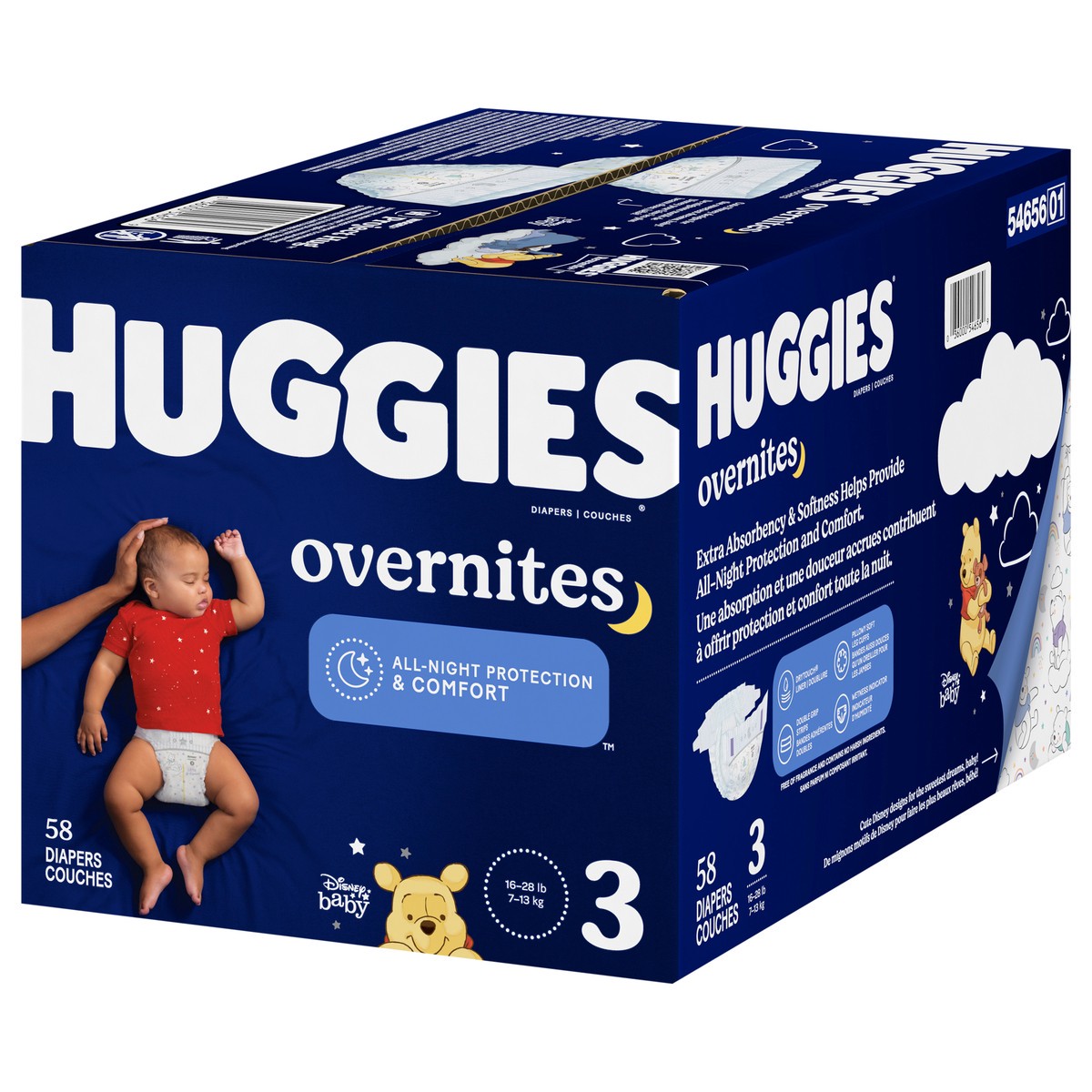 slide 3 of 9, Huggies Overnight Nighttime Baby Diapers, Size 3, 58 ct