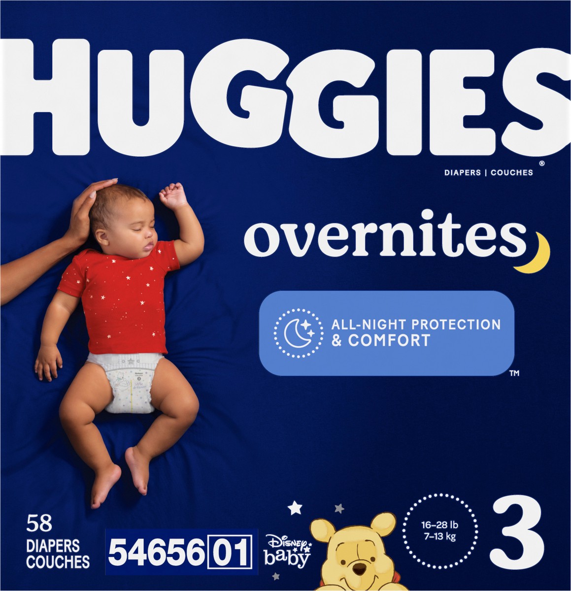 slide 8 of 9, Huggies Overnight Nighttime Baby Diapers, Size 3, 58 ct