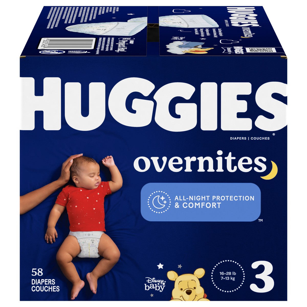 slide 9 of 9, Huggies Overnight Nighttime Baby Diapers, Size 3, 58 ct