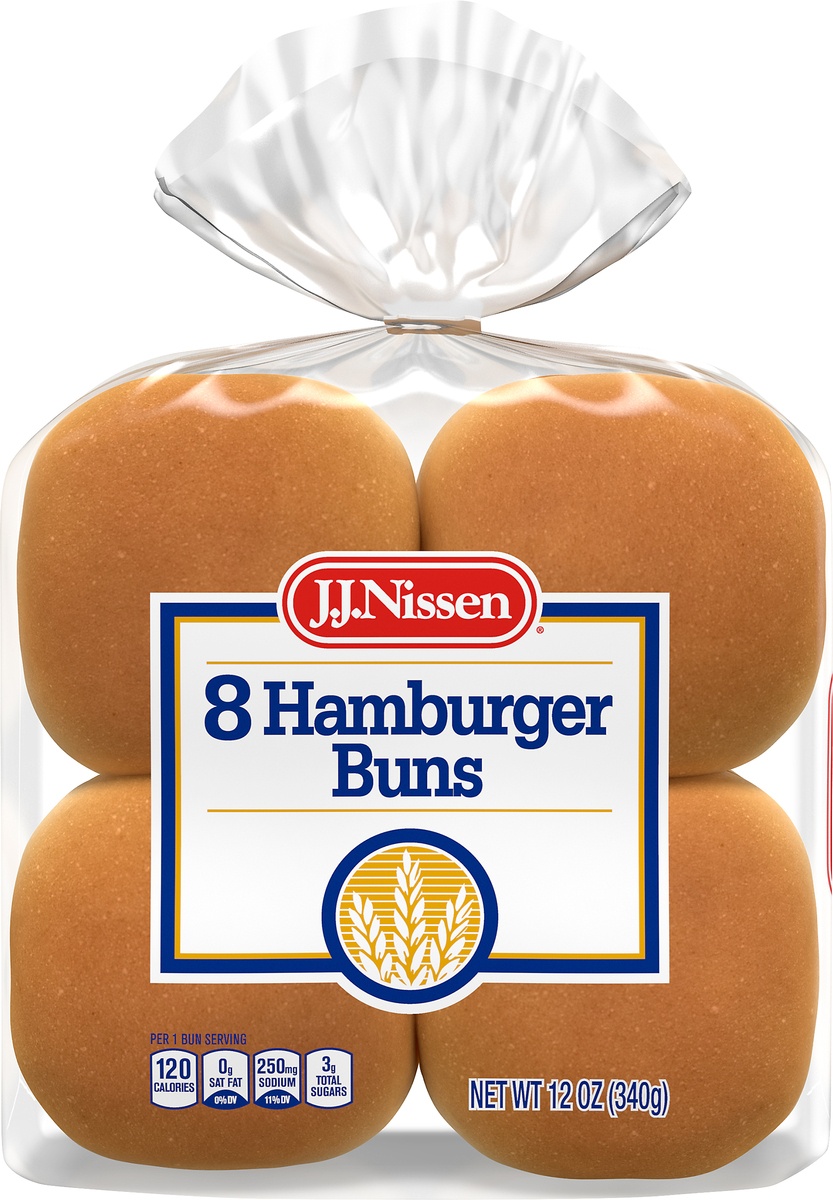 slide 7 of 8, J.J. Nissen Hamburger Buns, 8 ct