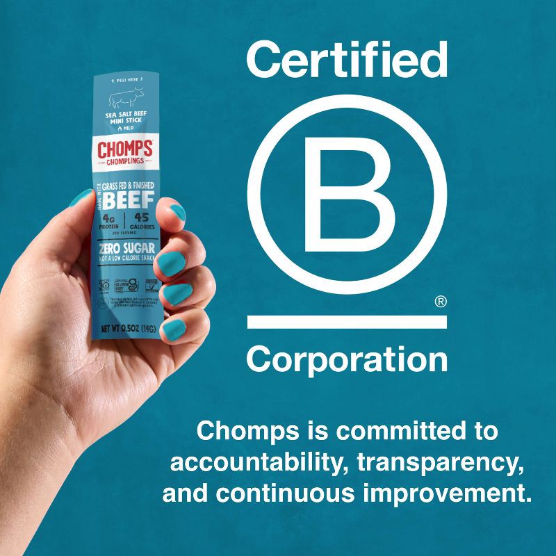 slide 6 of 7, Chomps Snack Sticks Chomps Snack Sea Salt Beef Mini Sticks - 3oz/6ct, 6 ct; 3 oz