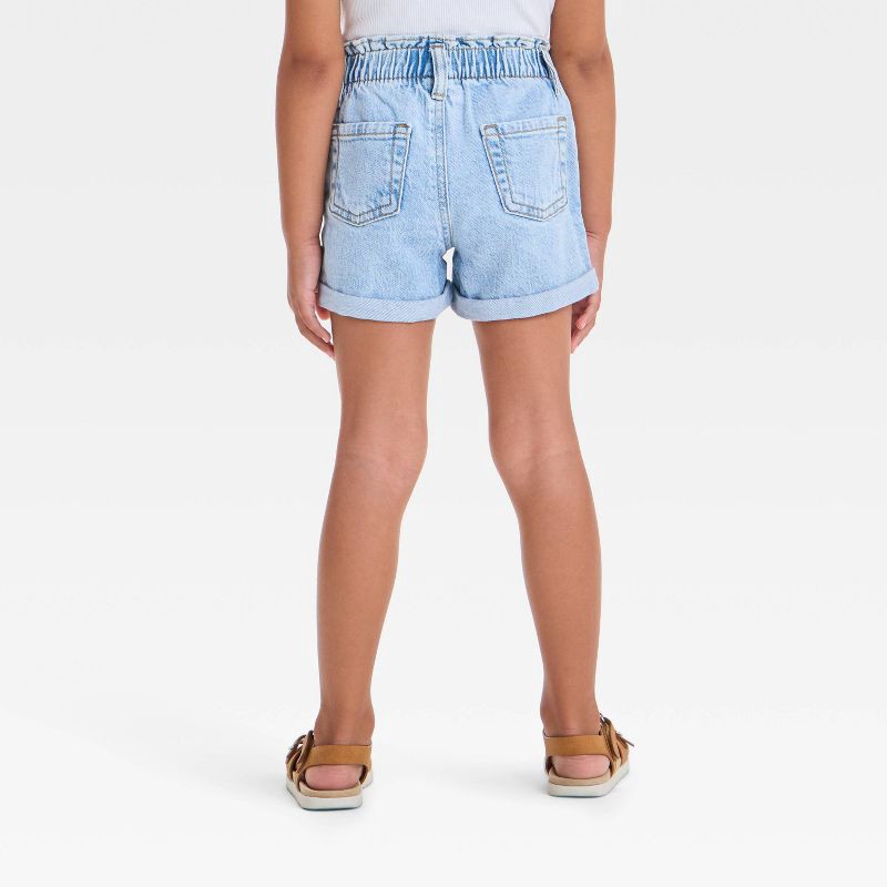 slide 2 of 3, Toddler Girls' Paperbag Shorts - Cat & Jack™ Light Blue 5T: Midweight Denim, Elastic Waist, Front Snap, 1 ct