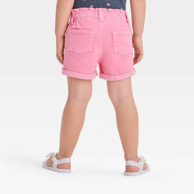 slide 2 of 3, Toddler Girls' Paperbag Shorts - Cat & Jack™ Medium Pink 4T: Jean Shorts, Mid-Rise, Elastic Waist, Front Snap Closure, 1 ct