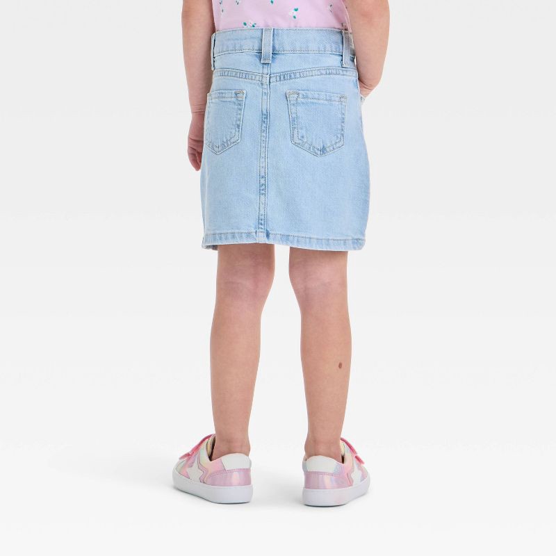 slide 2 of 3, Toddler Girls' Classic Skirt - Cat & Jack™ Light Wash 3T: Denim, Adjustable Waistband, Mid-Rise, 1 ct