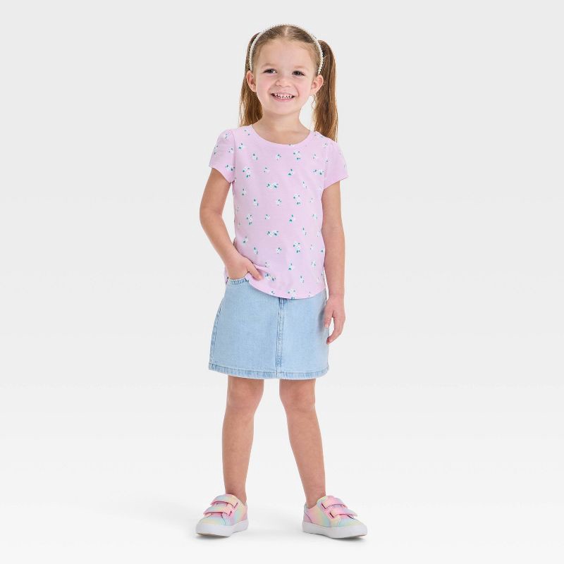 slide 3 of 3, Toddler Girls' Classic Skirt - Cat & Jack™ Light Wash 3T: Denim, Adjustable Waistband, Mid-Rise, 1 ct