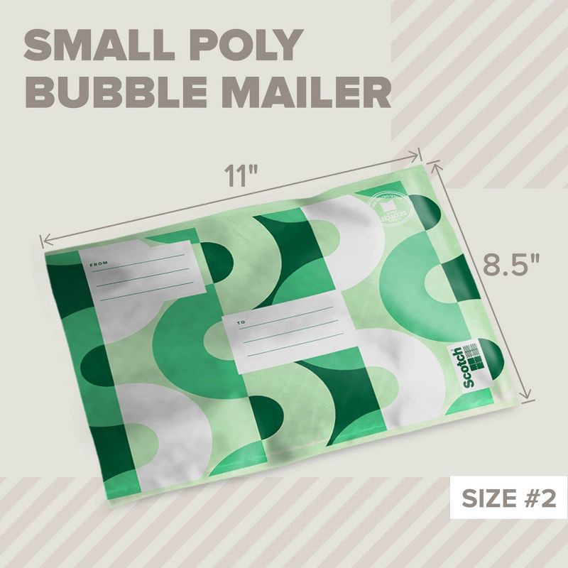 slide 2 of 10, Scotch Poly Bubble Padded Mailer 3pk Small Green, 3 ct