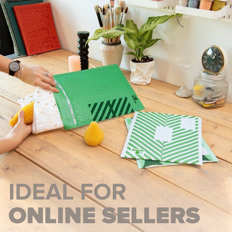 slide 3 of 10, Scotch Poly Bubble Padded Mailer 3pk Small Green, 3 ct
