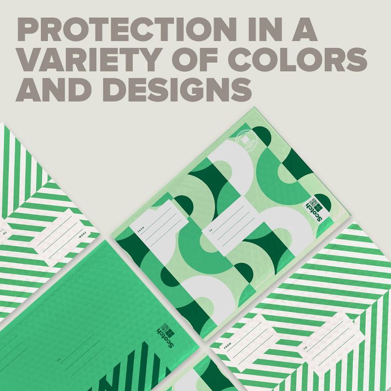 slide 4 of 10, Scotch Poly Bubble Padded Mailer 3pk Small Green, 3 ct