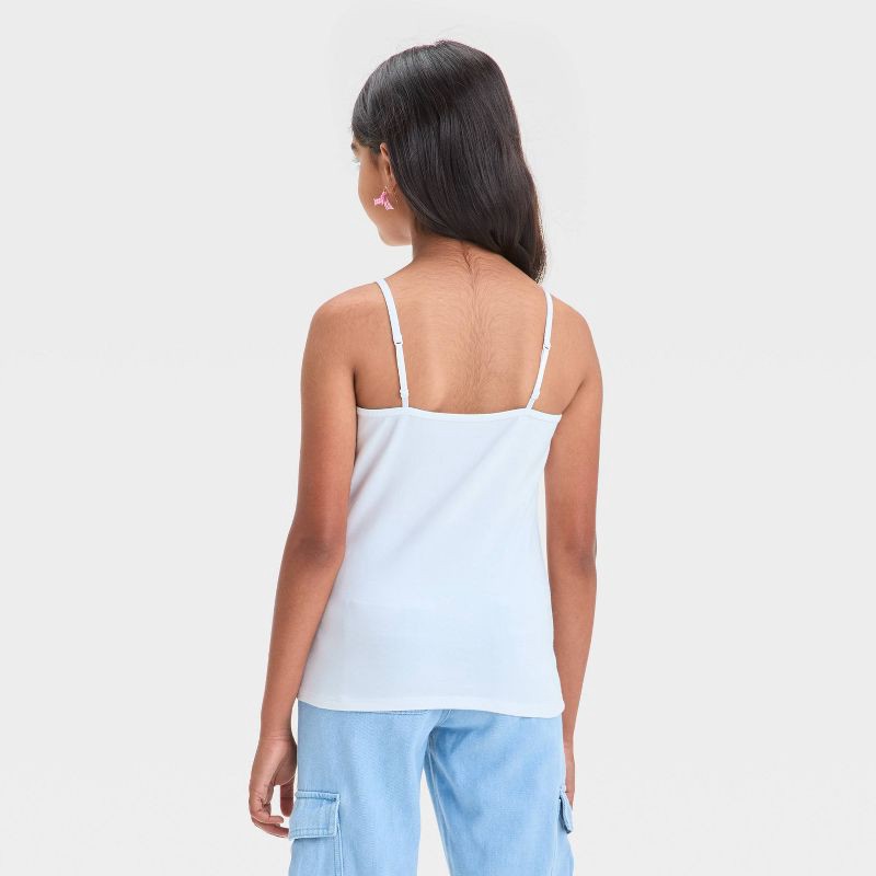 slide 2 of 3, Girls' Cami Top - Cat & Jack™ White M: Adjustable Strap, Squareneck, Midweight Jersey, 1 ct