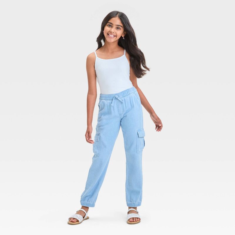 slide 3 of 3, Girls' Cami Top - Cat & Jack™ White L: Cotton Blend, Adjustable Strap, Squareneck, Sleeveless, Machine Washable, 1 ct
