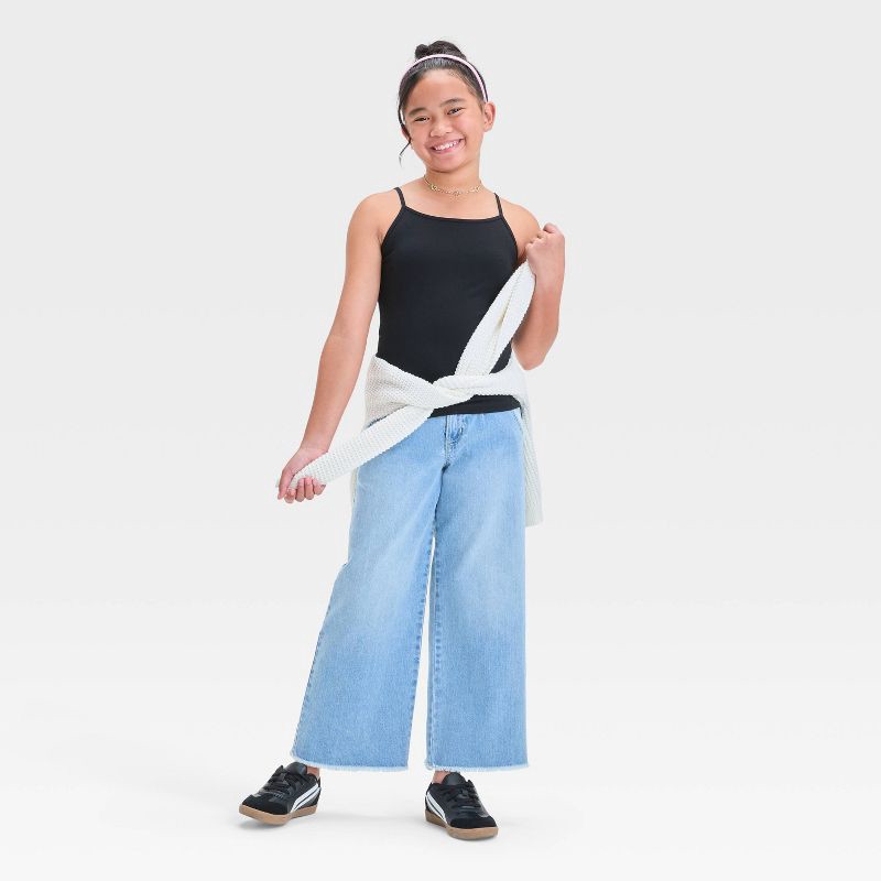 slide 3 of 3, Girls' Cami Top - Cat & Jack™ Black XL: Adjustable Strap, Squareneck, Midweight Jersey, 1 ct