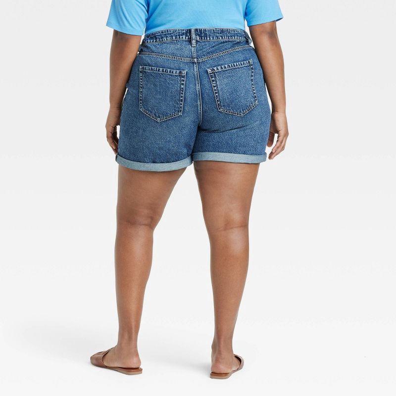 slide 2 of 3, Women's High-Rise Midi Cuffed Jean Shorts - Ava & Viv™ Medium Wash 20: Cotton-Lyocell Blend, Regular Fit, 5" Inseam, Denim, 1 ct