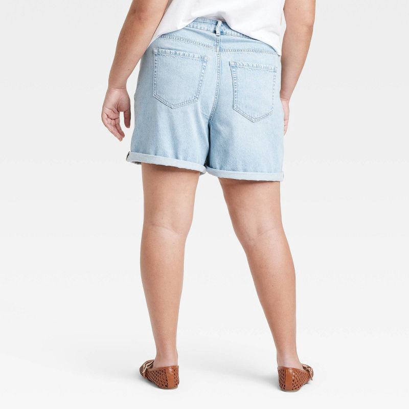 slide 2 of 3, Women's High-Rise Midi Cuffed Jean Shorts - Ava & Viv™ Light Wash 20: Plus Size, Denim, 5" Inseam, 1 ct