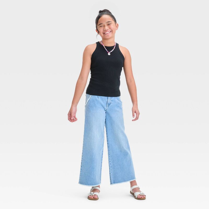 slide 3 of 3, Girls' Ribbed Tank Top - Cat & Jack™ Black M: Cotton Blend, Recycled Polyester, Spandex, Sleeveless, Pullover, Machine Wash, 1 ct