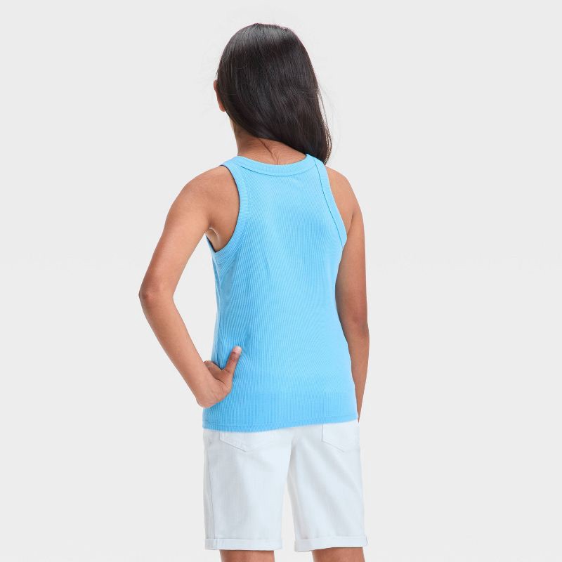 slide 2 of 3, Girls' Ribbed Tank Top - Cat & Jack™ Sky Blue M: Slim Fit, Sleeveless, Pullover, 1 ct