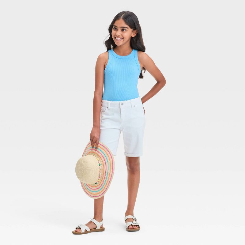 slide 3 of 3, Girls' Ribbed Tank Top - Cat & Jack™ Sky Blue M: Slim Fit, Sleeveless, Pullover, 1 ct