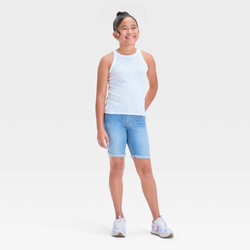 slide 3 of 3, Girls' Ribbed Tank Top - Cat & Jack™ White L: Cotton Blend, Recycled Polyester, Spandex, Sleeveless, Pullover, Below Waist, 1 ct