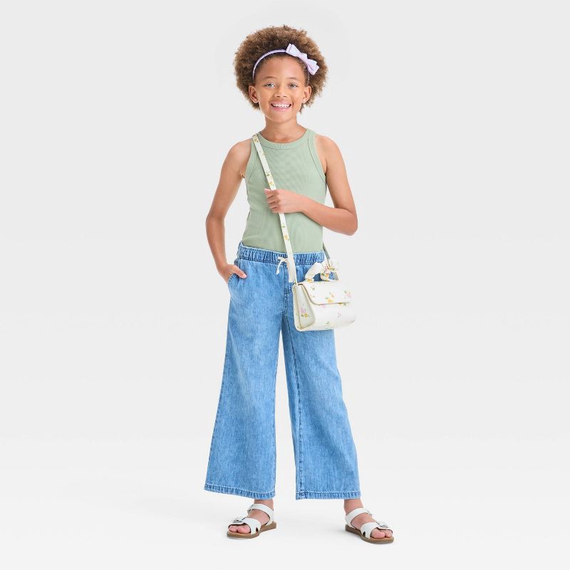 slide 3 of 3, Girls' Ribbed Tank Top - Cat & Jack™ Light Olive Green L: Slim Fit, Sleeveless, 1 ct