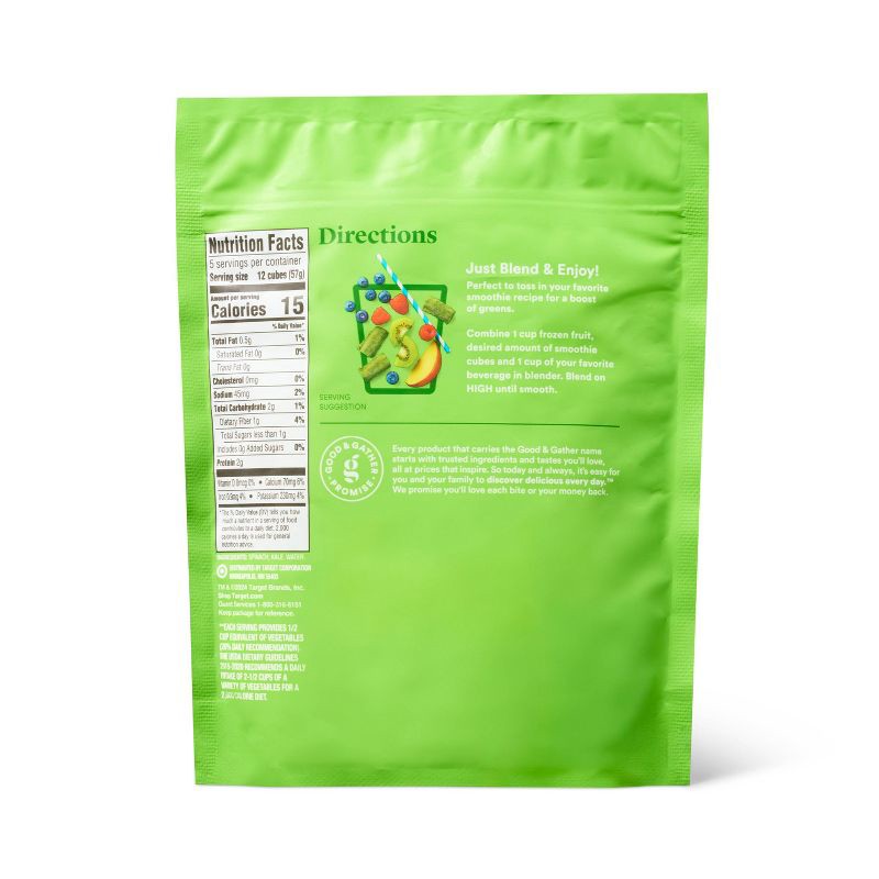 slide 3 of 3, Blended Spinach and Kale Frozen Smoothie Booster Cubes - 10oz - Good & Gather™, 10 oz