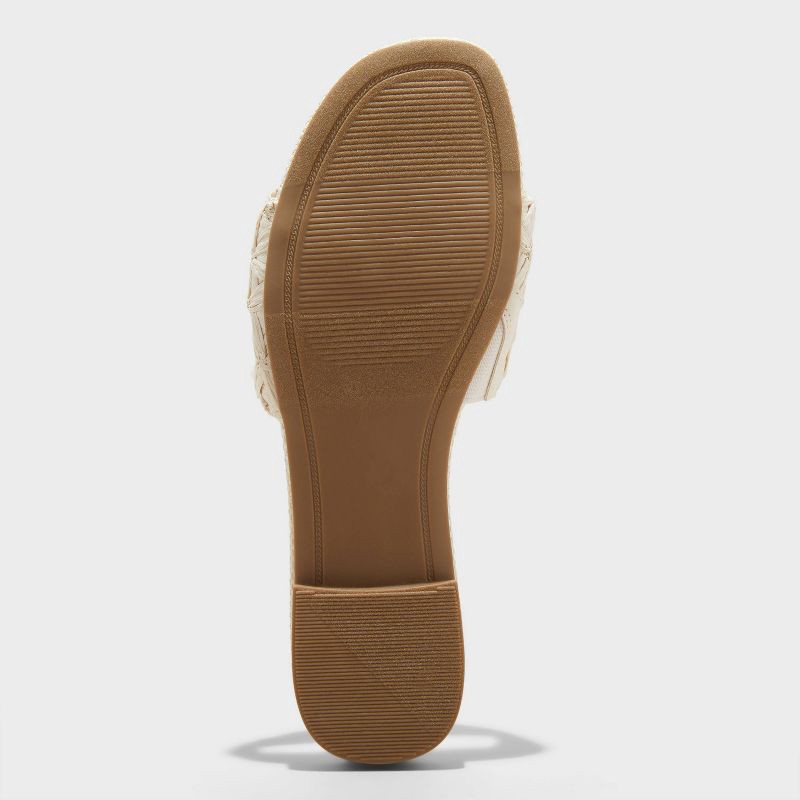 slide 4 of 4, Women's Ariella Woven Raffia Slide Sandals with Memory Foam Insole - A New Day™ White 8: Slip-On, Open Toe, Square Toe, 1 ct