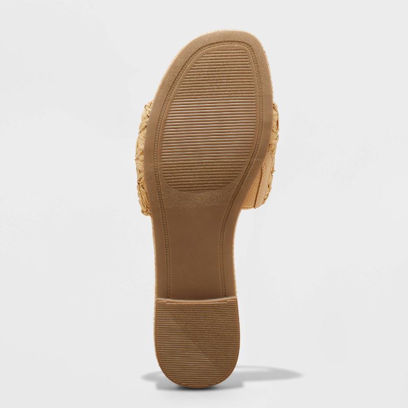 slide 4 of 4, Women's Ariella Woven Raffia Slide Sandals with Memory Foam Insole - A New Day™ Tan 8.5: Open Toe, Slip On, 1 ct