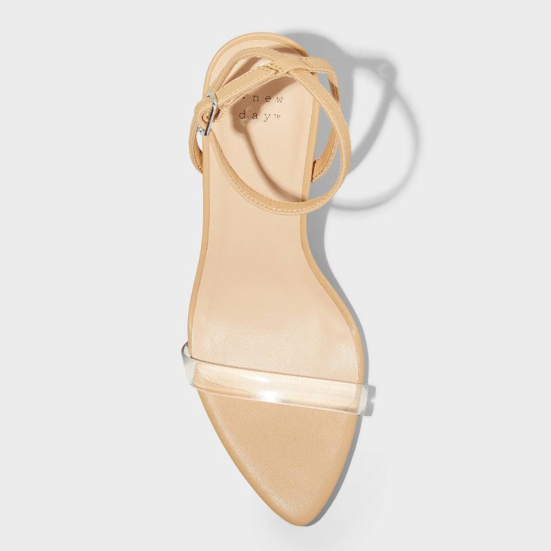 slide 3 of 4, Women's Morrigan Single Band Ankle Strap Heels - A New Day™ Tan 8: Stiletto, Open Toe, Adjustable Buckle, 1 ct