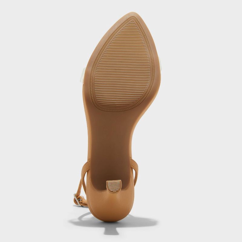 slide 4 of 4, Women's Morrigan Single Band Ankle Strap Heels - A New Day™ Tan 8: Stiletto, Open Toe, Adjustable Buckle, 1 ct