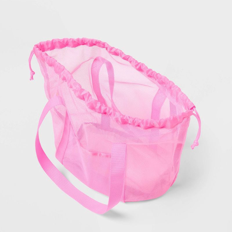 slide 3 of 4, Mesh Drawstring Bag Pink - Sun Squad™, 1 ct