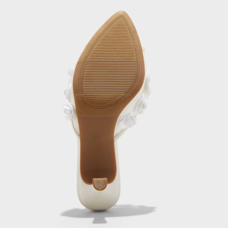 slide 4 of 4, Women's Lupita Mesh Rhinestone Peep Toe Mule Heels with Memory Foam Insole - A New Day™ White 10: Slip-On Stiletto, Medium Width, 1 ct
