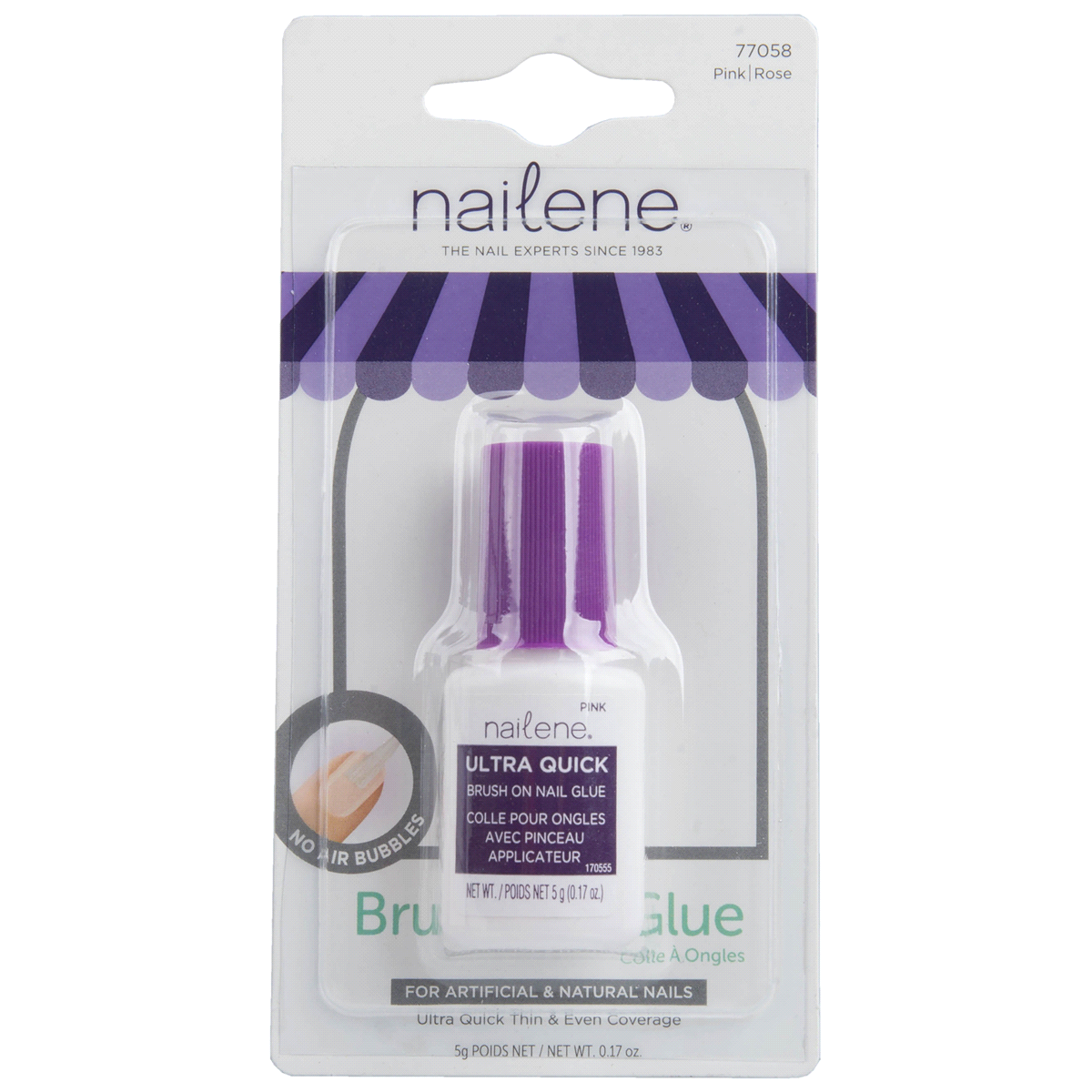 slide 1 of 1, Nailene Ultra Quick Brush-On Nail Glue, Pink, 0.17 oz